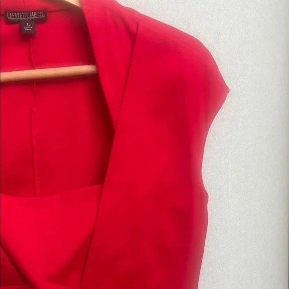 Lafayette 148 New York V-Neck Cap Sleeve Blouse in Red - Picture 5 of 6